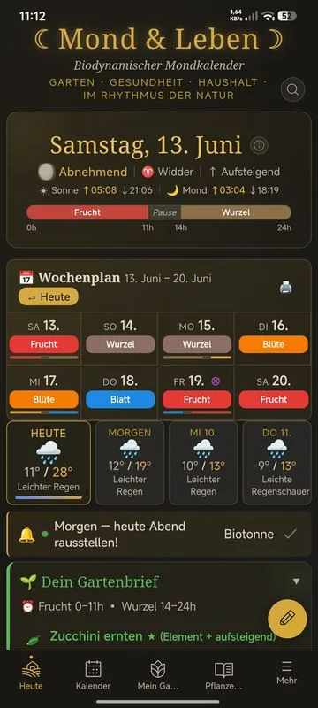 Mondkalender Dunkelmodus