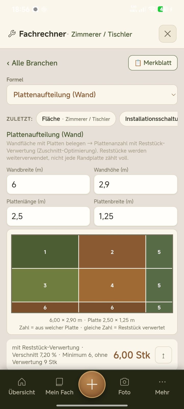 Plattenaufteilung an der Wand