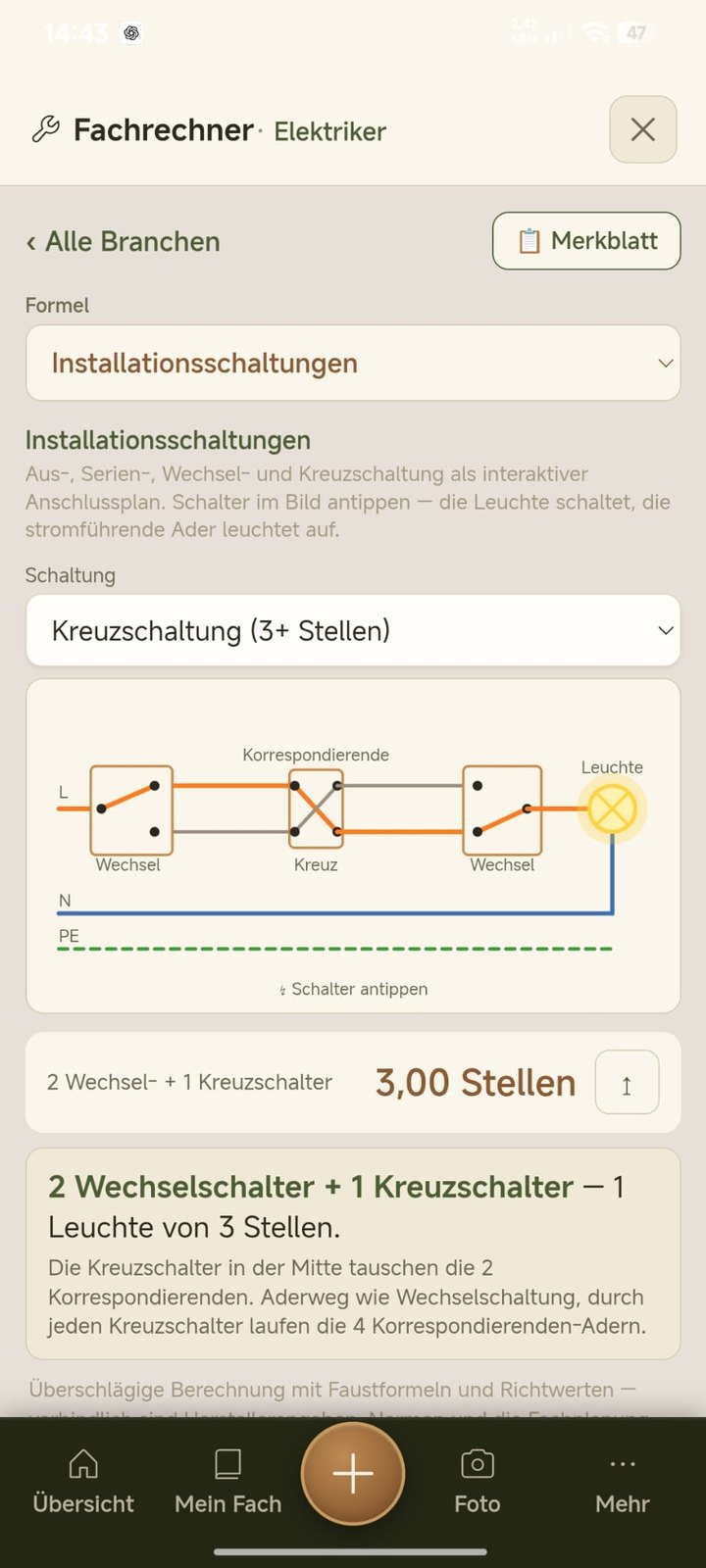 Kreuzschaltung als Anschlussplan